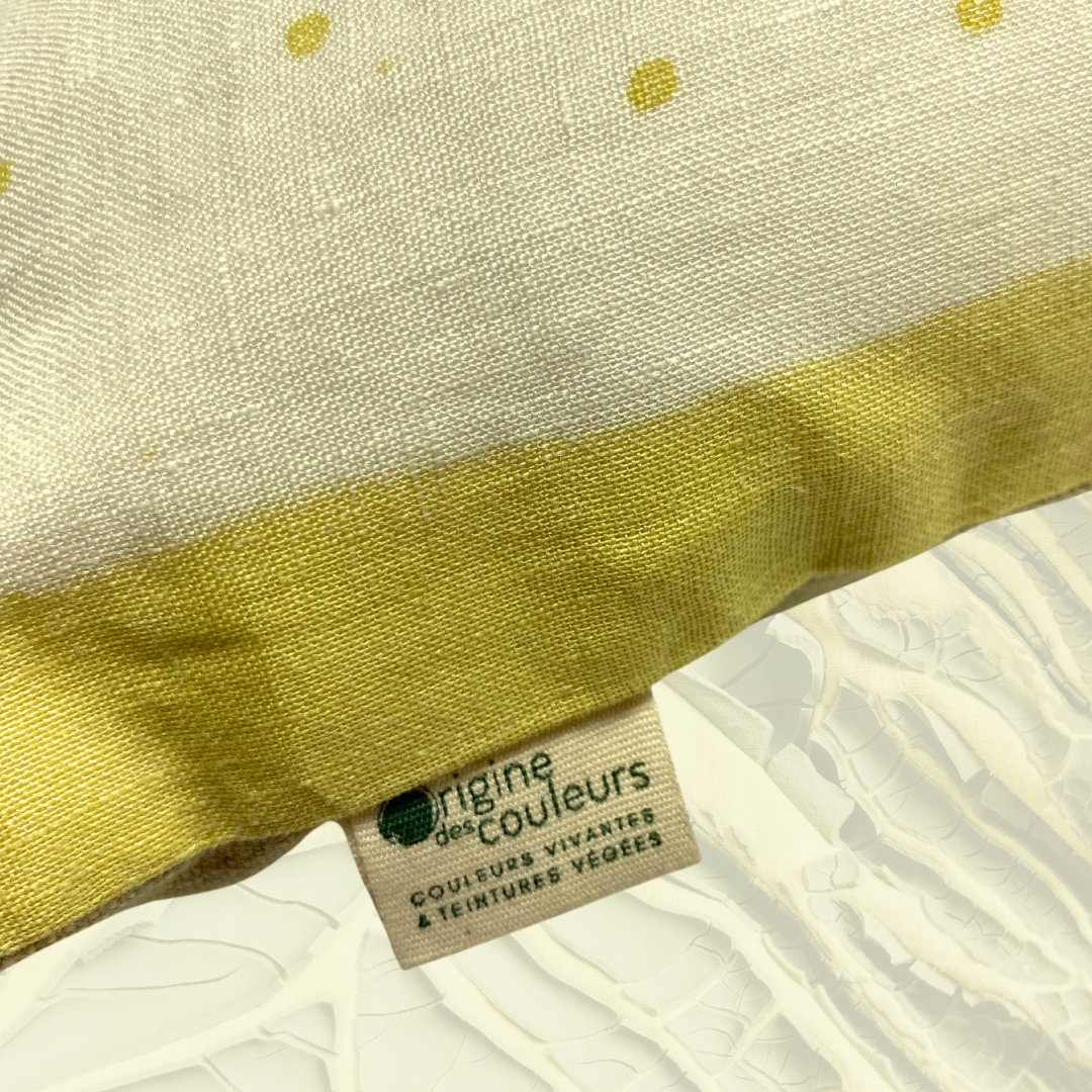 Coussin végé " Arabesque grenade" - jaune/vert