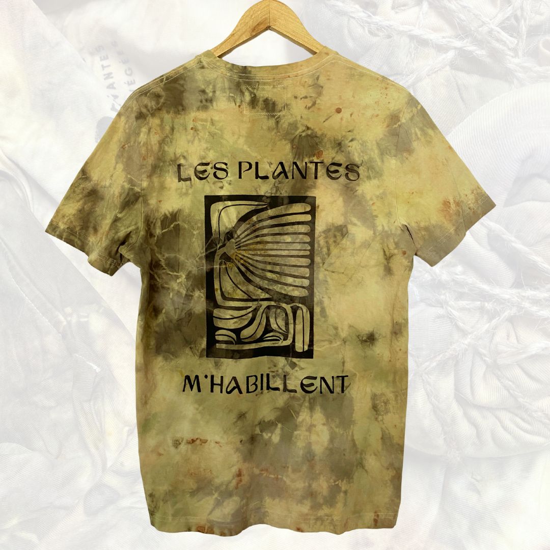 T-shirt à manches courtes "les plantes m'habillent" jaune-vert