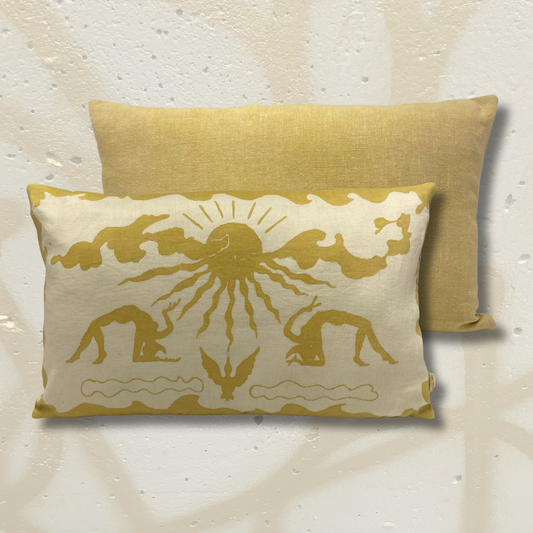 Coussin végé "dance païenne" - jaune