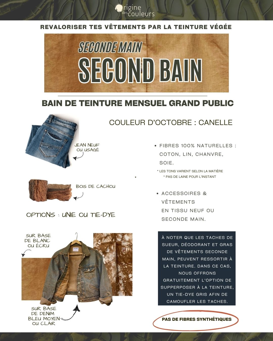 Bain mensuel de teinture textile végétale : Octobre / Cannelle